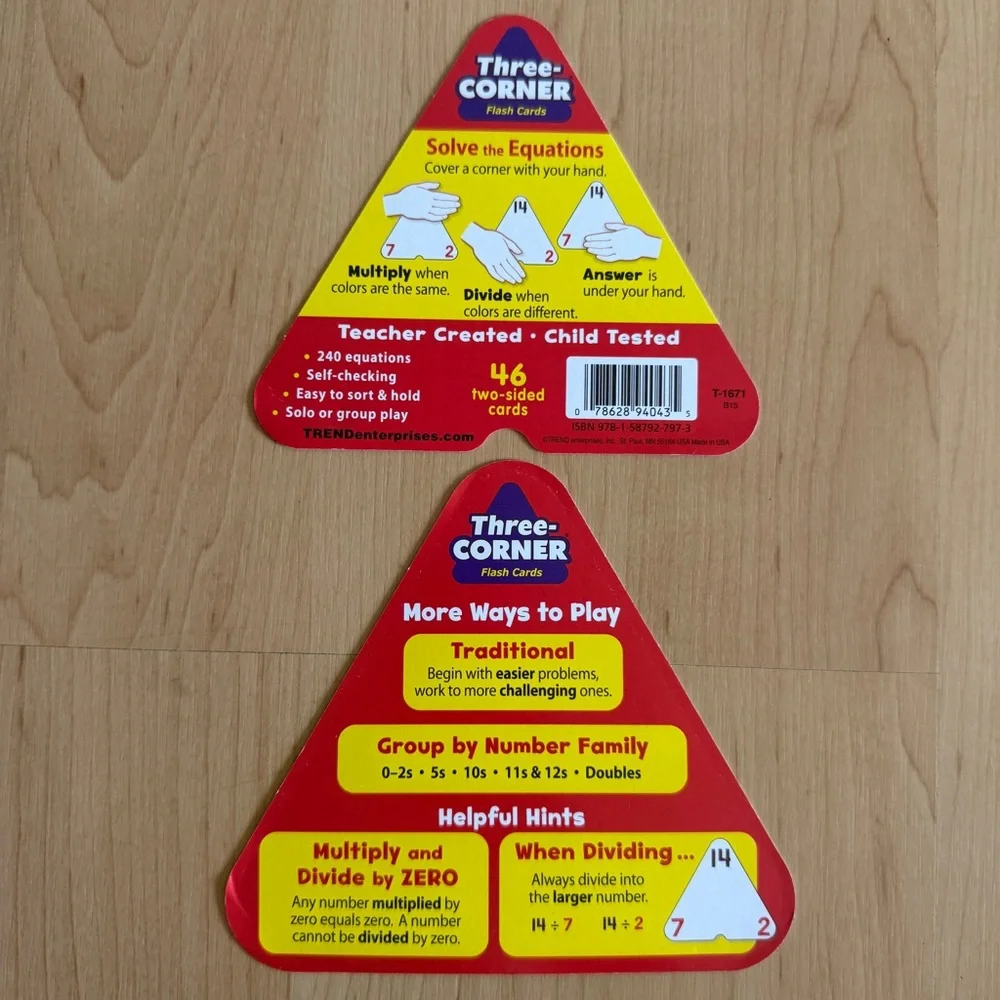 Trend Enterprises Three-Corner Multiplication and Division Flash Cards